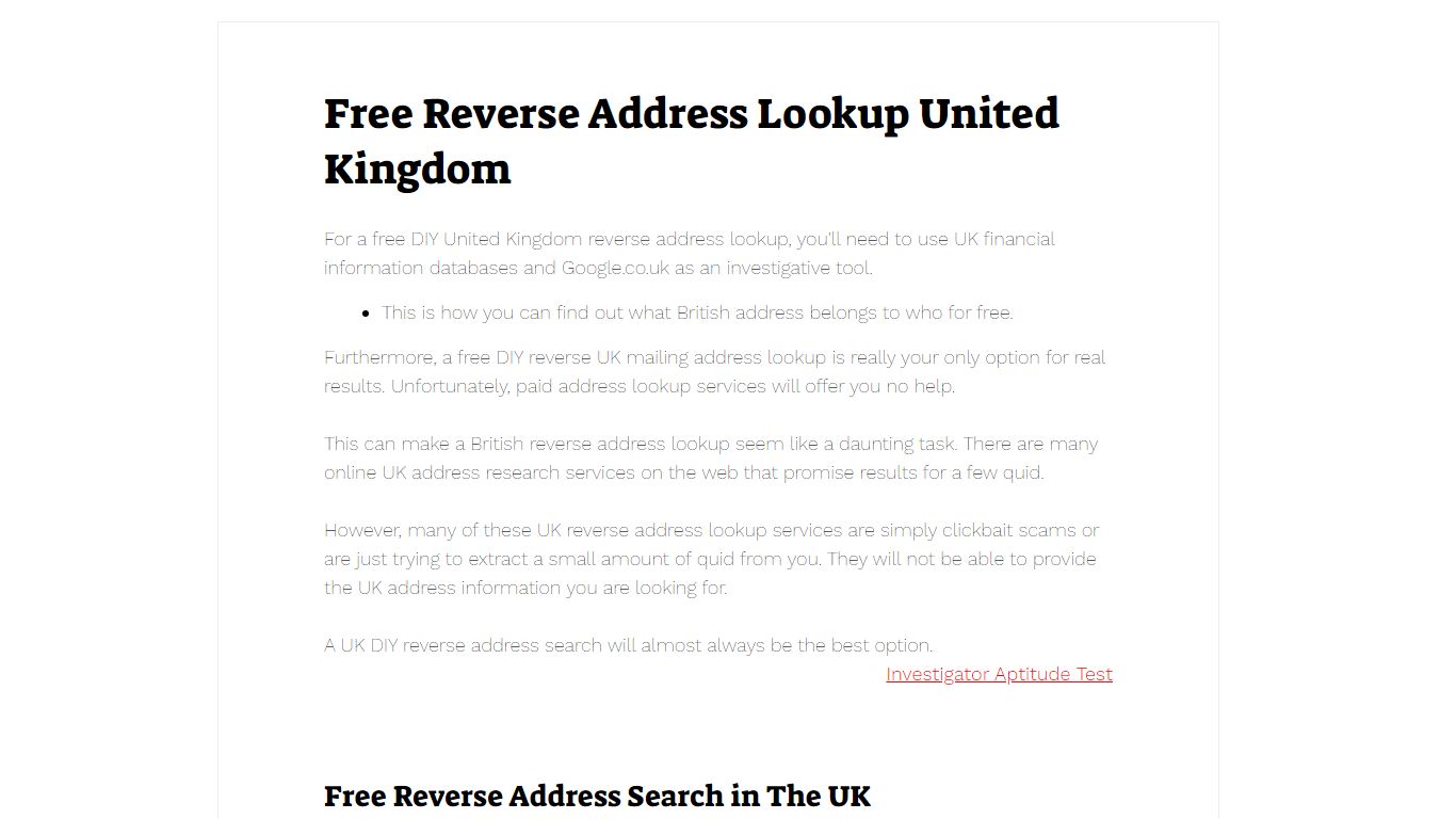 Free Reverse Address Lookup United Kingdom - Novel Data