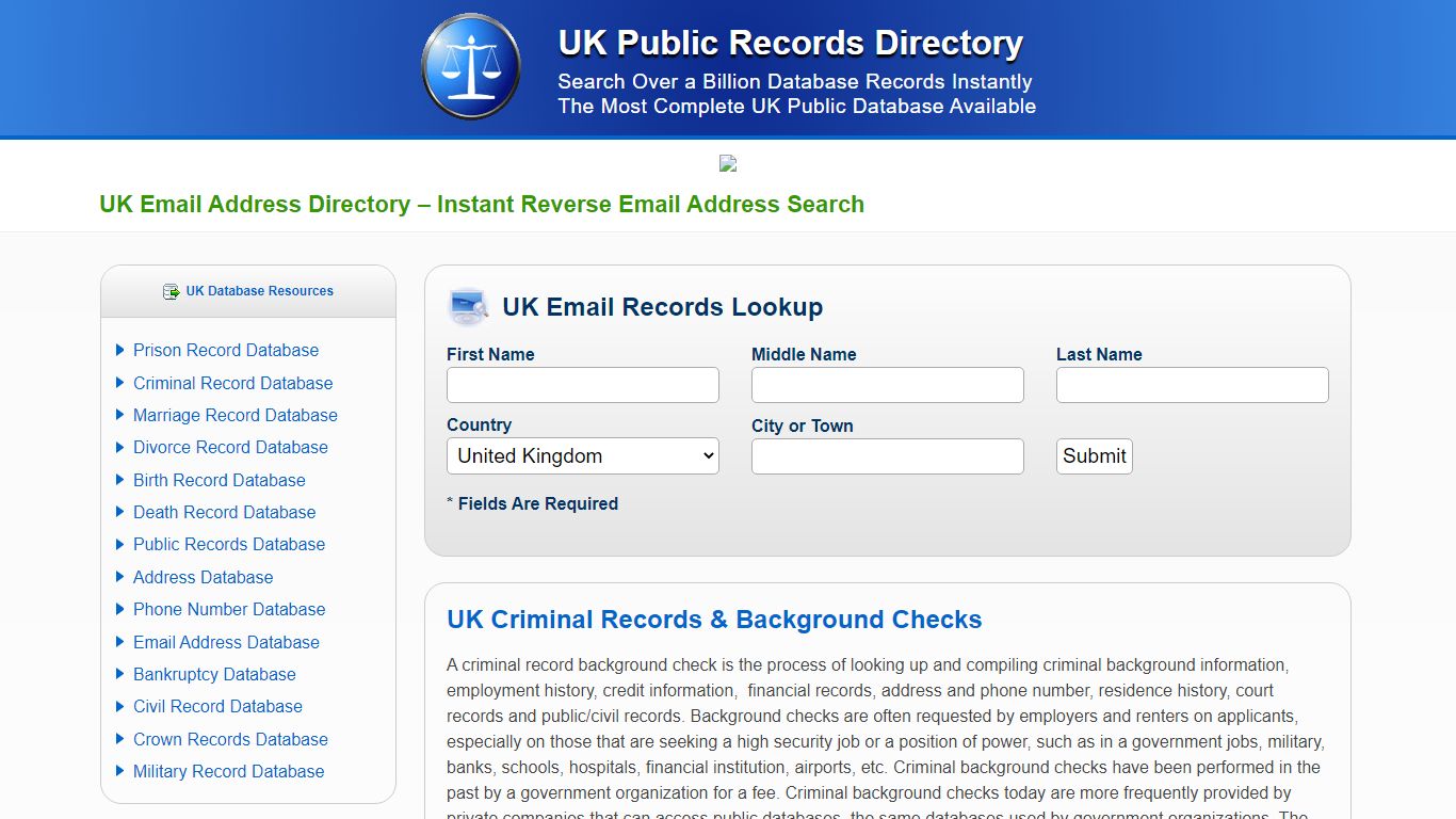 Instant Reverse Email Address Search - UK Public Records Directory
